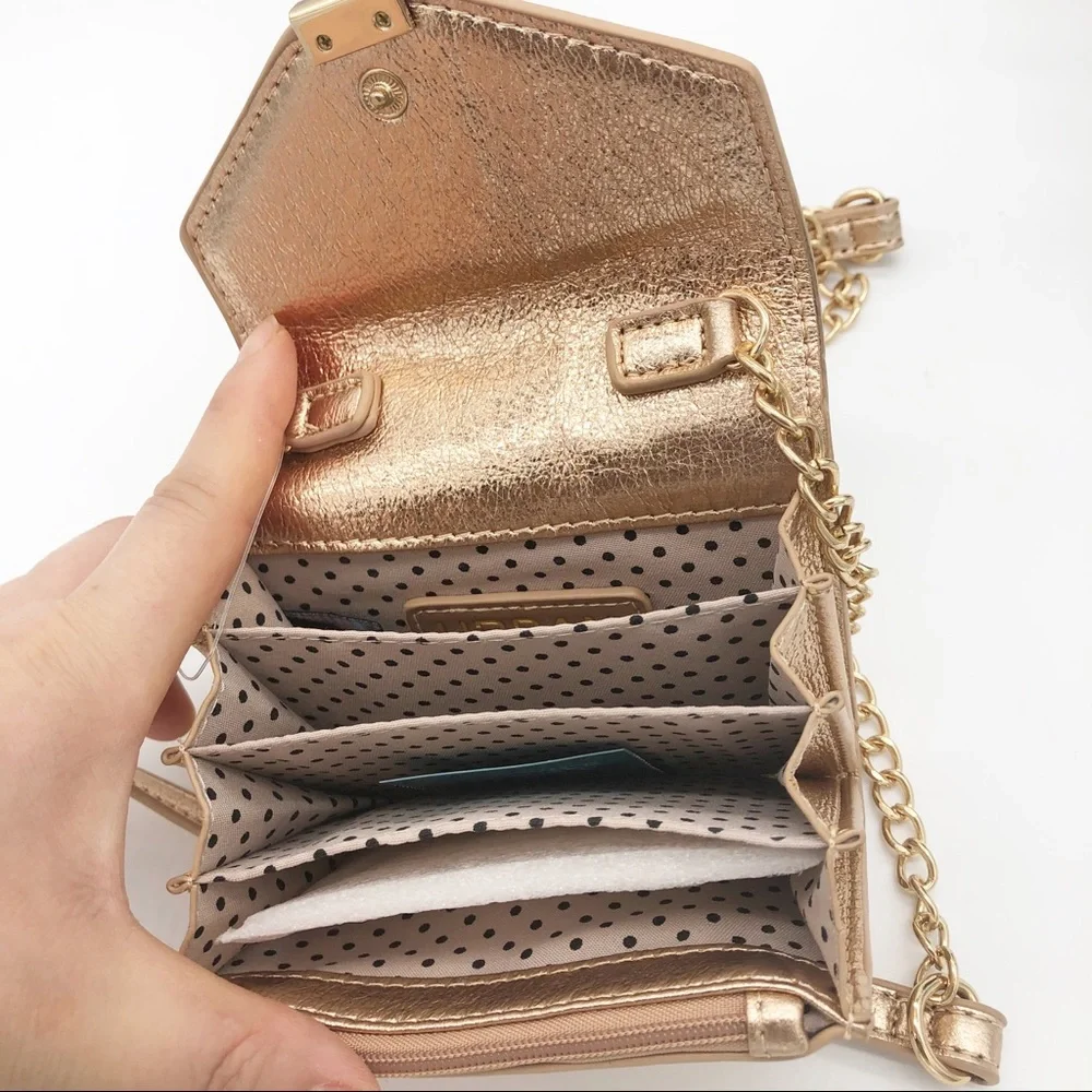 URBAN EXPRESSIONS NWT Gift Vegan Leather Rose Gold Mini Accordion Wallet Bag